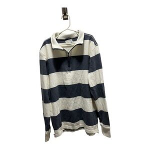 J Crew Crewcuts Kids Gray White Striped 1/4 Zip Size 14